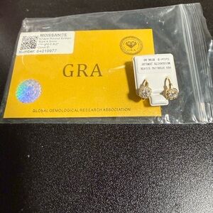 Moissanite Earrings with Gold Setting GRA